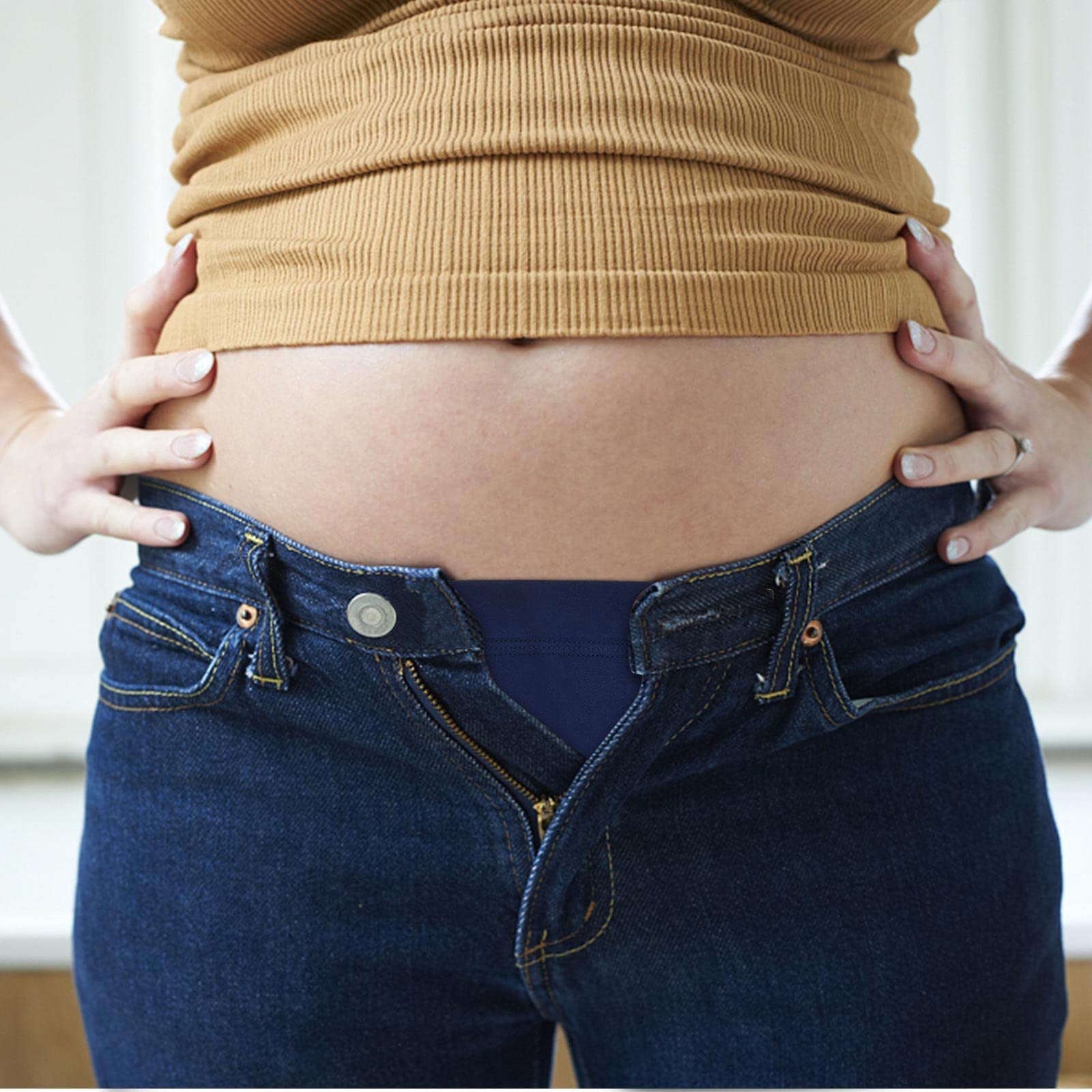 Lot De 3 élargisseurs De Pantalon Pour Grossesse - Extension De Ceinture Ajustable En Coton (noir, Bleu Marine, Kaki)