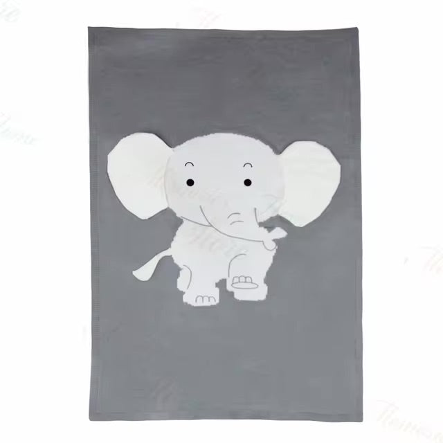 COTTON & BAMBOO KNITTED BLANKET/PLAID ANIMAL PATTERN