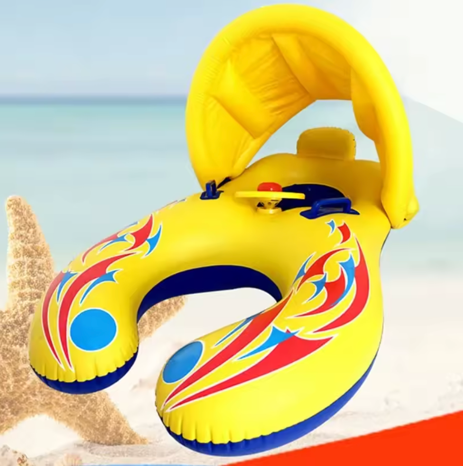 BOUÉE DUO - PARENT ENFANT - OMBRELLE ANTI UV + JOUET INTÉGRÉ