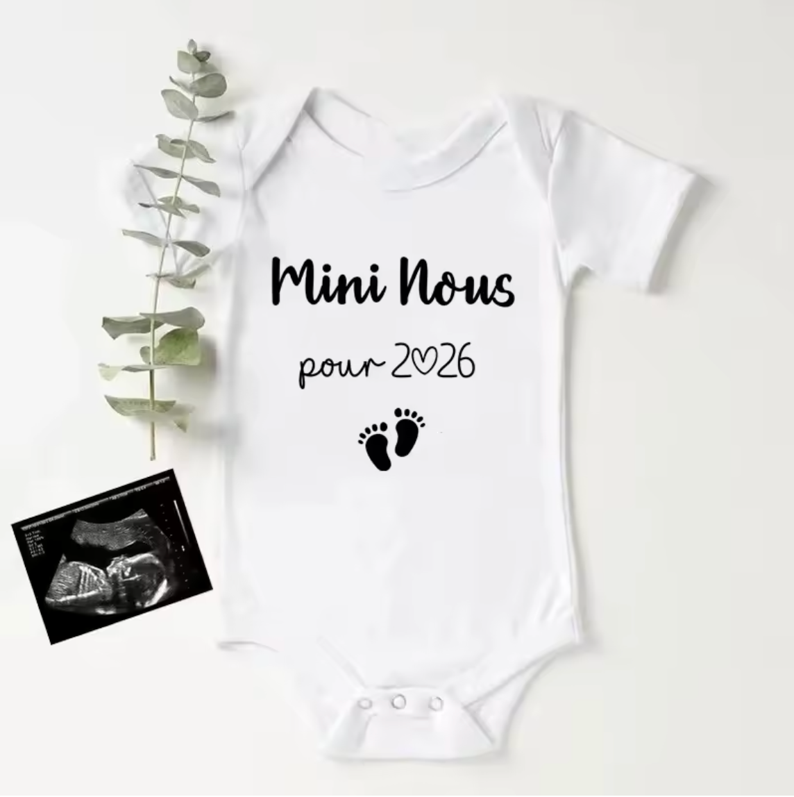 Body Annonce Grossesse Bébé Petit Pieds 2025 - Coton Blanc MoonBabyStore - Idée Cadeau Future Maman