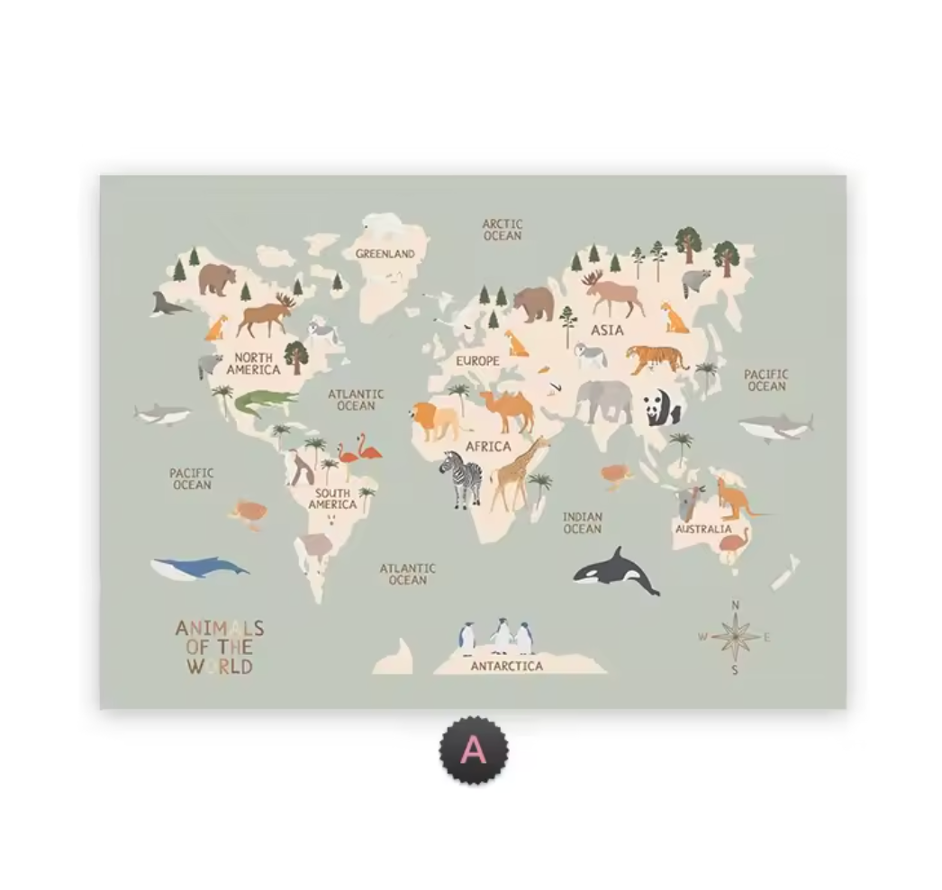 DECORATIVE CHILDREN’S ROOM ANIMAL POSTER