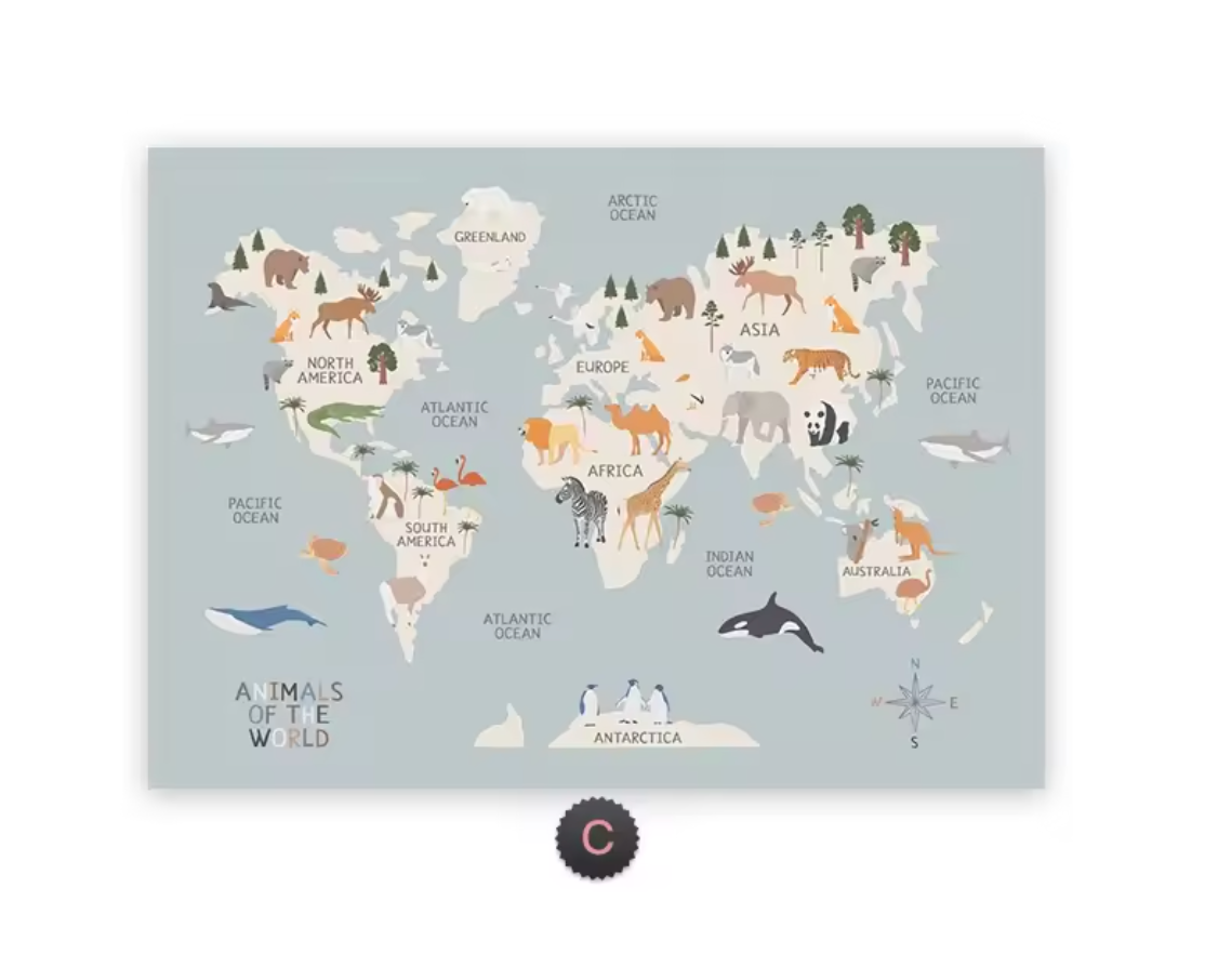 DECORATIVE CHILDREN’S ROOM ANIMAL POSTER