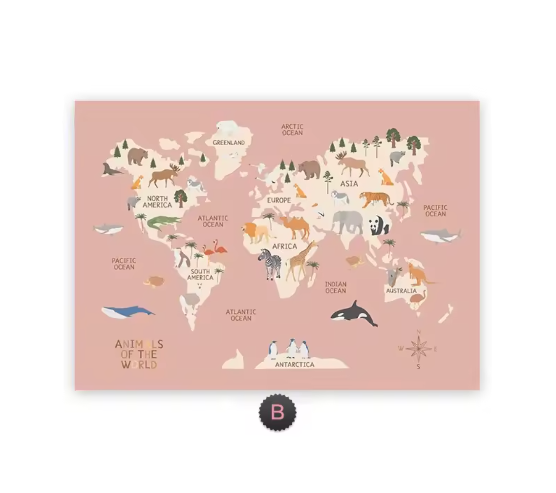 DECORATIVE CHILDREN’S ROOM ANIMAL POSTER