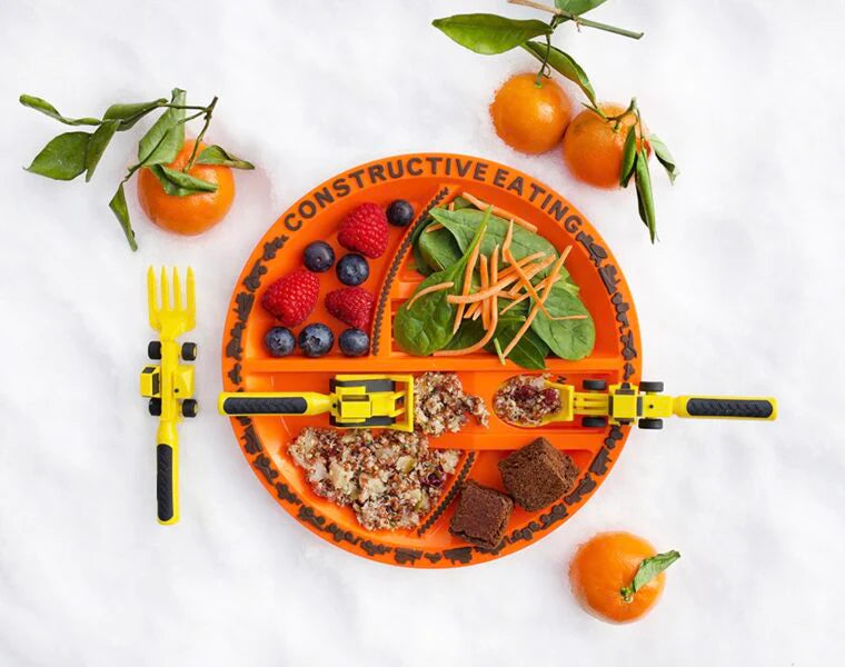 ENSEMBLE REPAS ASSIETTE + COUVERTS CHANTIER ENFANT