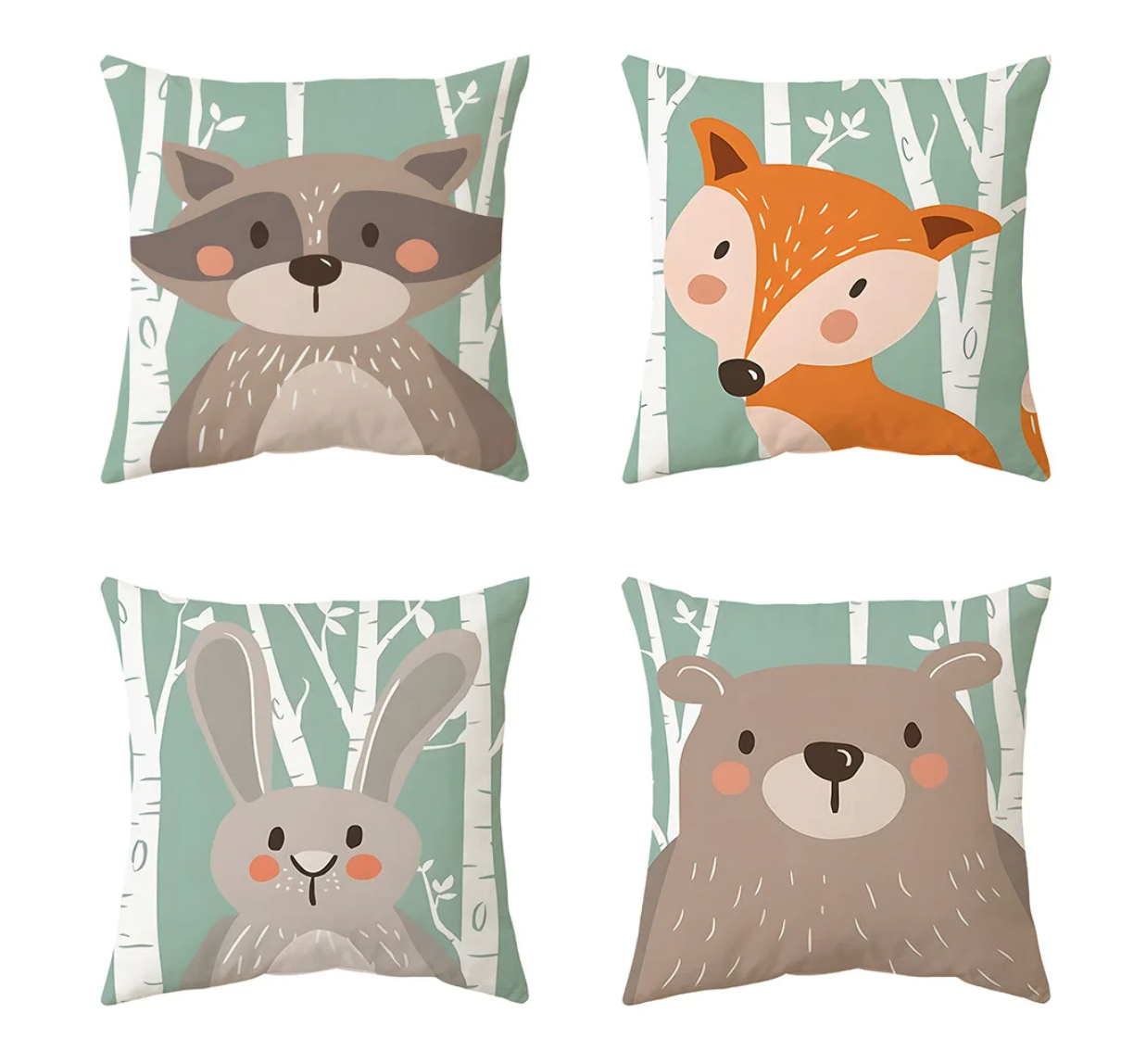 HOUSSE COUSSIN ANIMAUX COTON/LIN LAVÉ