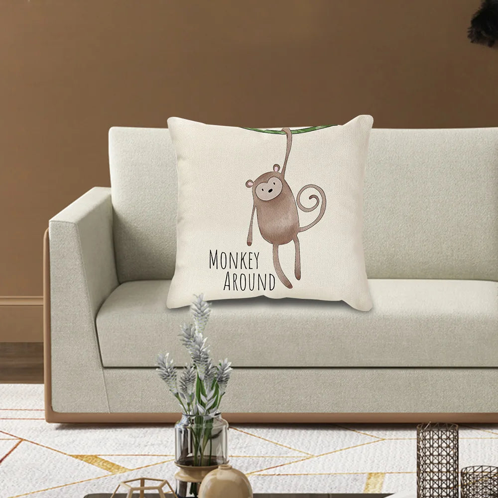 HOUSSE COUSSIN ANIMAUX COTON/LIN LAVÉ