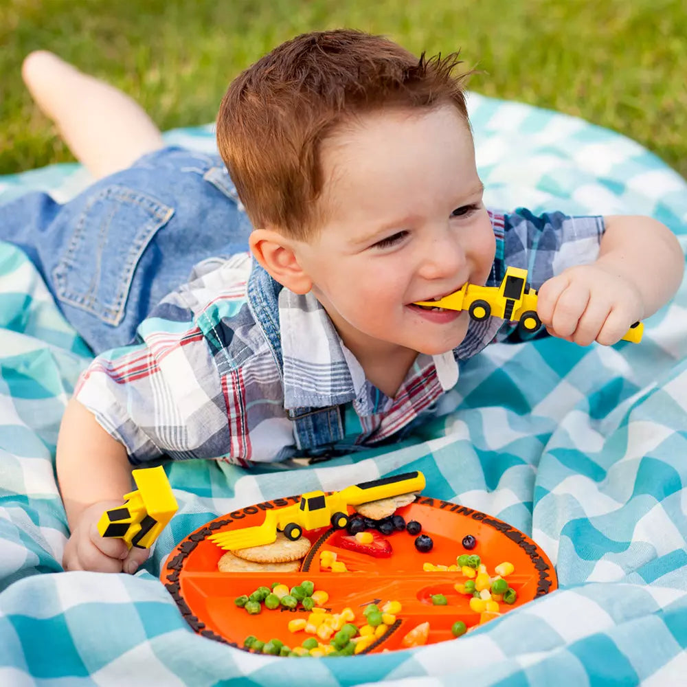ENSEMBLE REPAS ASSIETTE + COUVERTS CHANTIER ENFANT