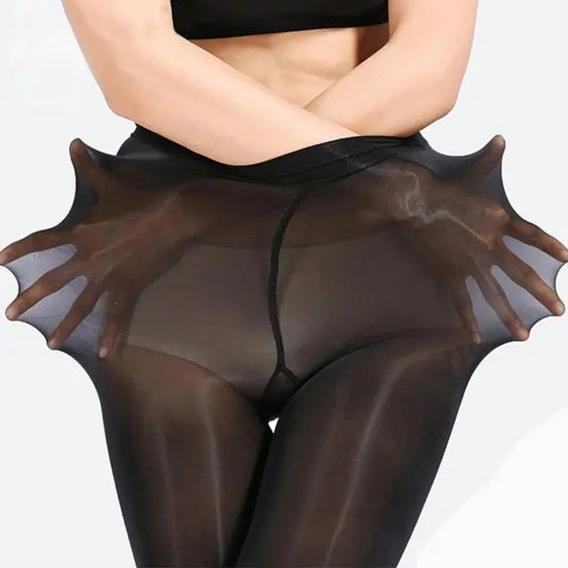 STRETCH UNFILABLE TIGHTS - FLESH/BLACK