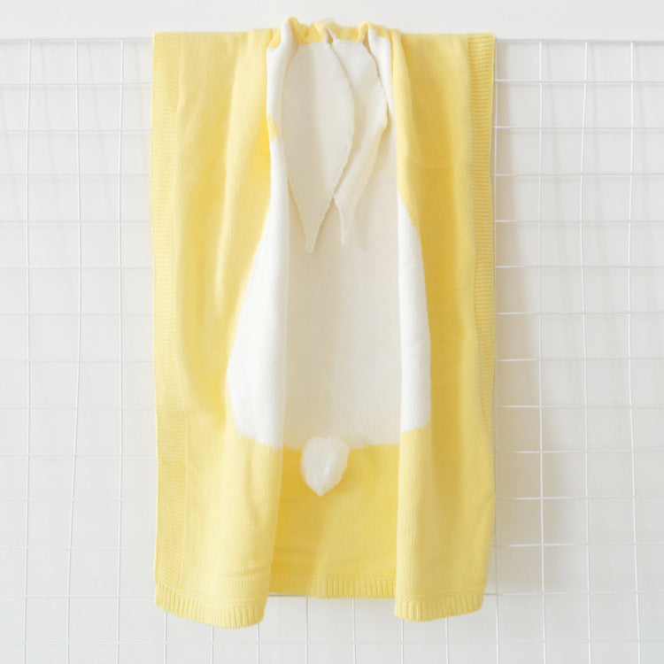 COTTON & BAMBOO KNITTED BLANKET/PLAID ANIMAL PATTERN