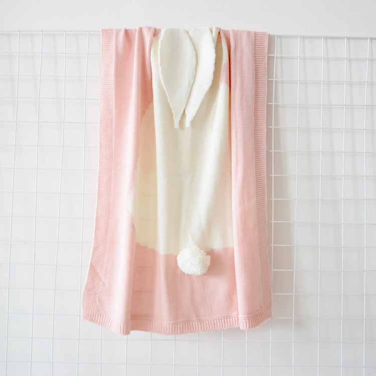 COTTON & BAMBOO KNITTED BLANKET/PLAID ANIMAL PATTERN