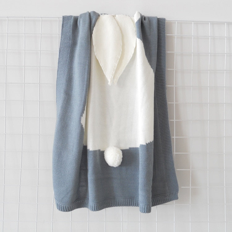 COTTON & BAMBOO KNITTED BLANKET/PLAID ANIMAL PATTERN