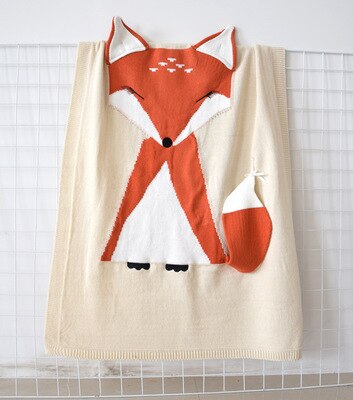 COTTON & BAMBOO KNITTED BLANKET/PLAID ANIMAL PATTERN