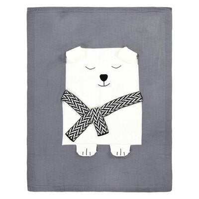 COTTON & BAMBOO KNITTED BLANKET/PLAID ANIMAL PATTERN