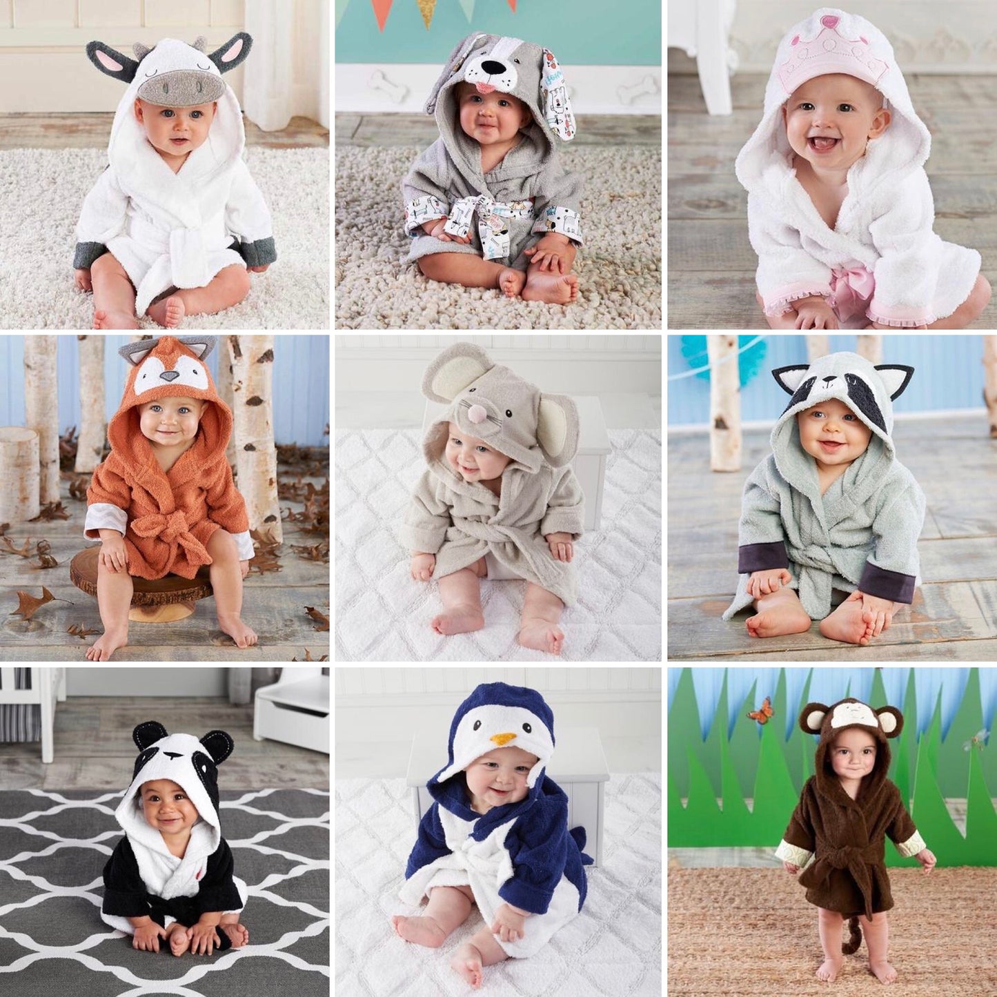 PEIGNOIR BAIN BÉBÉ ANIMAUX