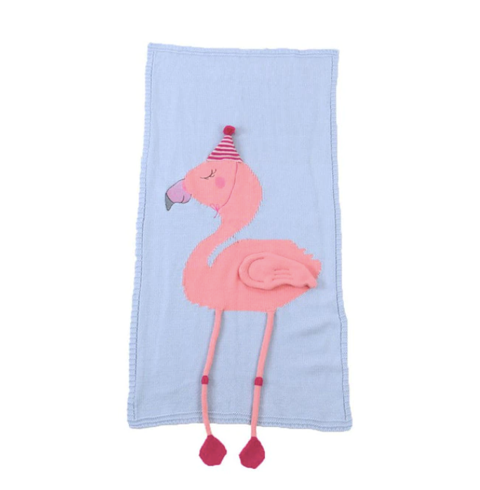 COTTON & BAMBOO KNITTED BLANKET/PLAID ANIMAL PATTERN
