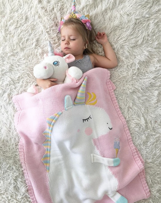 COTTON & BAMBOO KNITTED BLANKET/PLAID ANIMAL PATTERN