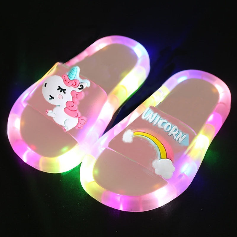 CHILDREN’S LIGHT-UP UNICORN FLIP-FLOP SANDALS