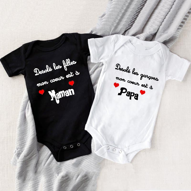 BODY BÉBÉ "MON COEUR EST À MAMAN/PAPA"