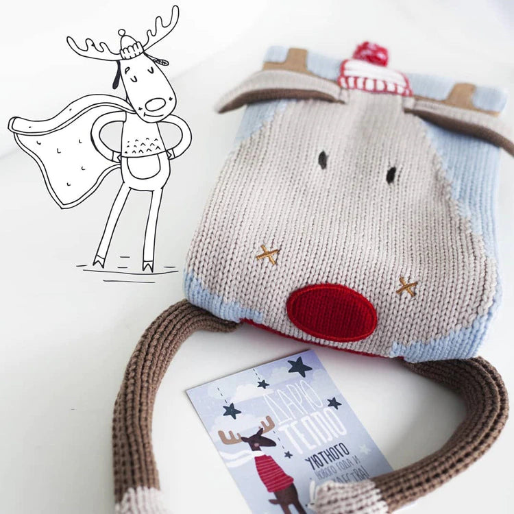 COTTON & BAMBOO KNITTED BLANKET/PLAID ANIMAL PATTERN