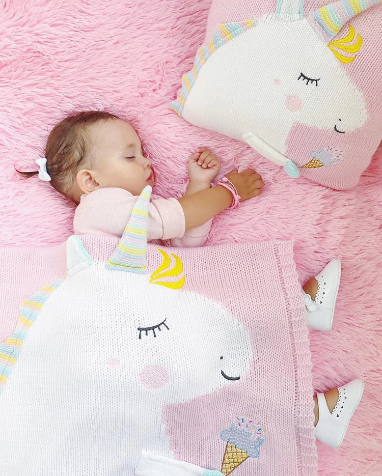 COTTON & BAMBOO KNITTED BLANKET/PLAID ANIMAL PATTERN