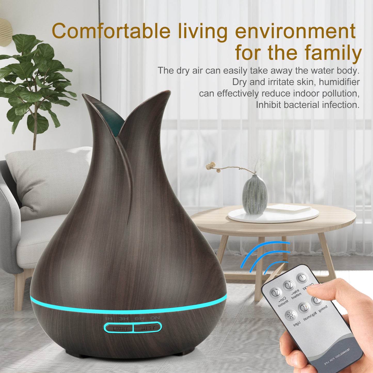 LARGE WOOD ESSENTIAL OIL DIFFUSER 500ML
