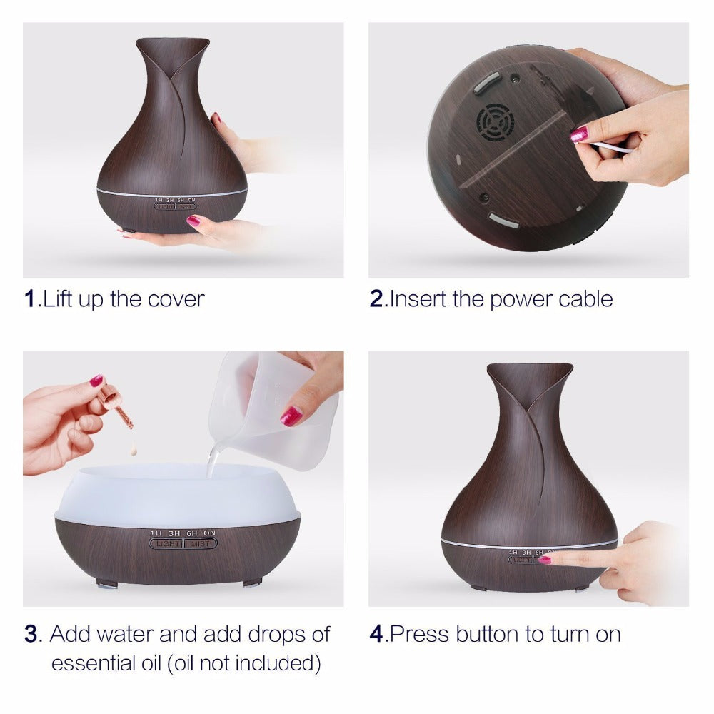 LARGE WOOD ESSENTIAL OIL DIFFUSER 500ML