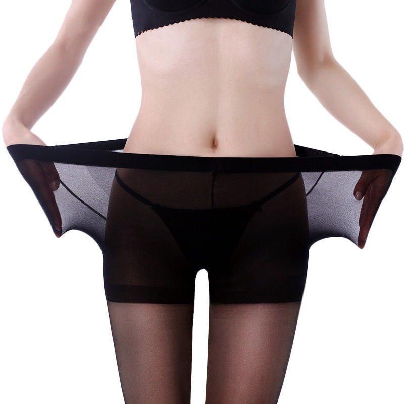 STRETCH UNFILABLE TIGHTS - FLESH/BLACK