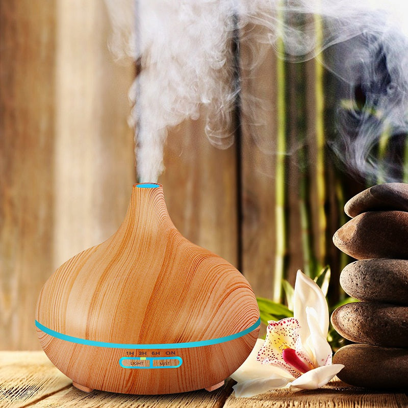 SMALL WOOD DIFFUSER ESSENTIAL OILS 400ML + REMOTE CONTROL