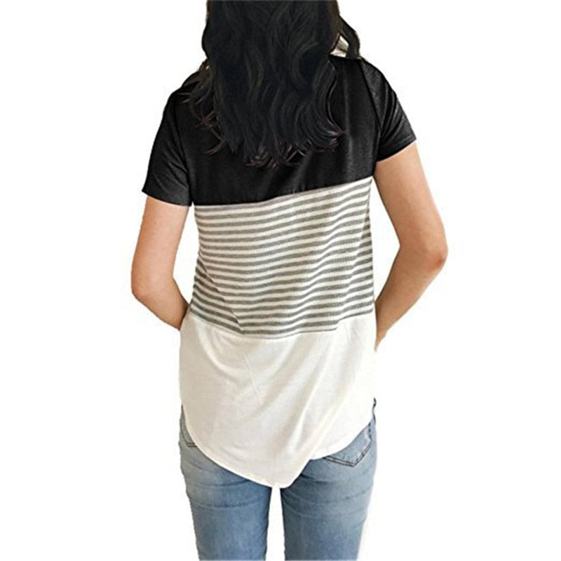 STRIPED NURSING T-SHIRT - COTTON