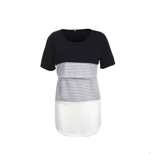 STRIPED NURSING T-SHIRT - COTTON