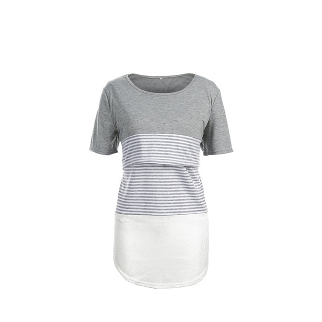 STRIPED NURSING T-SHIRT - COTTON