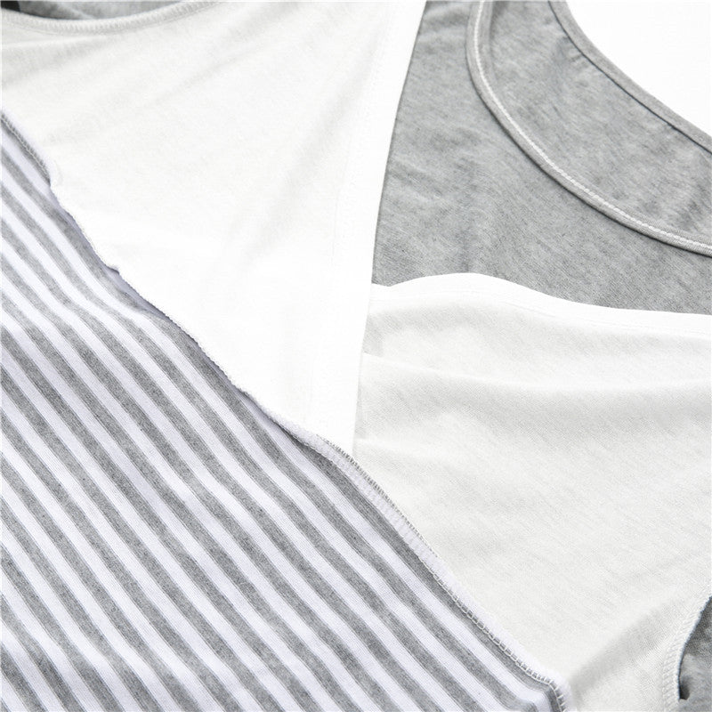 STRIPED NURSING T-SHIRT - COTTON