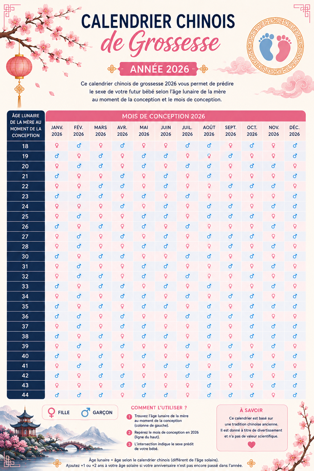 🎎 Calendrier Chinois de Grossesse 2026 : Mythe ou méthode fiable pour prédire le sexe de bébé ?
