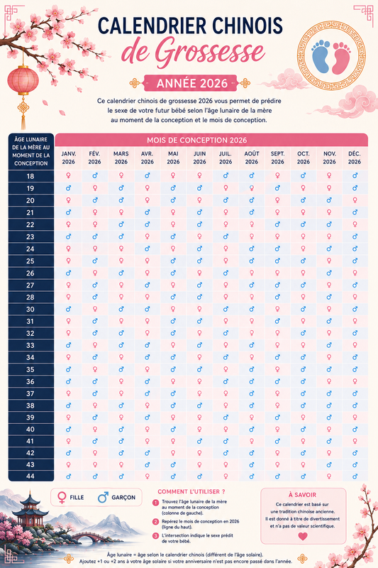 🎎 Calendrier Chinois de Grossesse 2026 : Mythe ou méthode fiable pour prédire le sexe de bébé ?