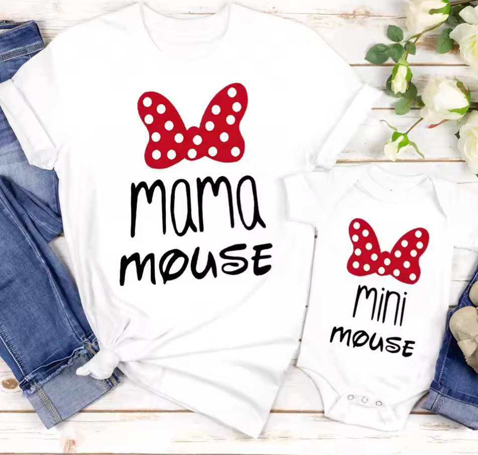 DUO COTTON TSHIRT / MAMA MOUSE - MINI MOUSE 
