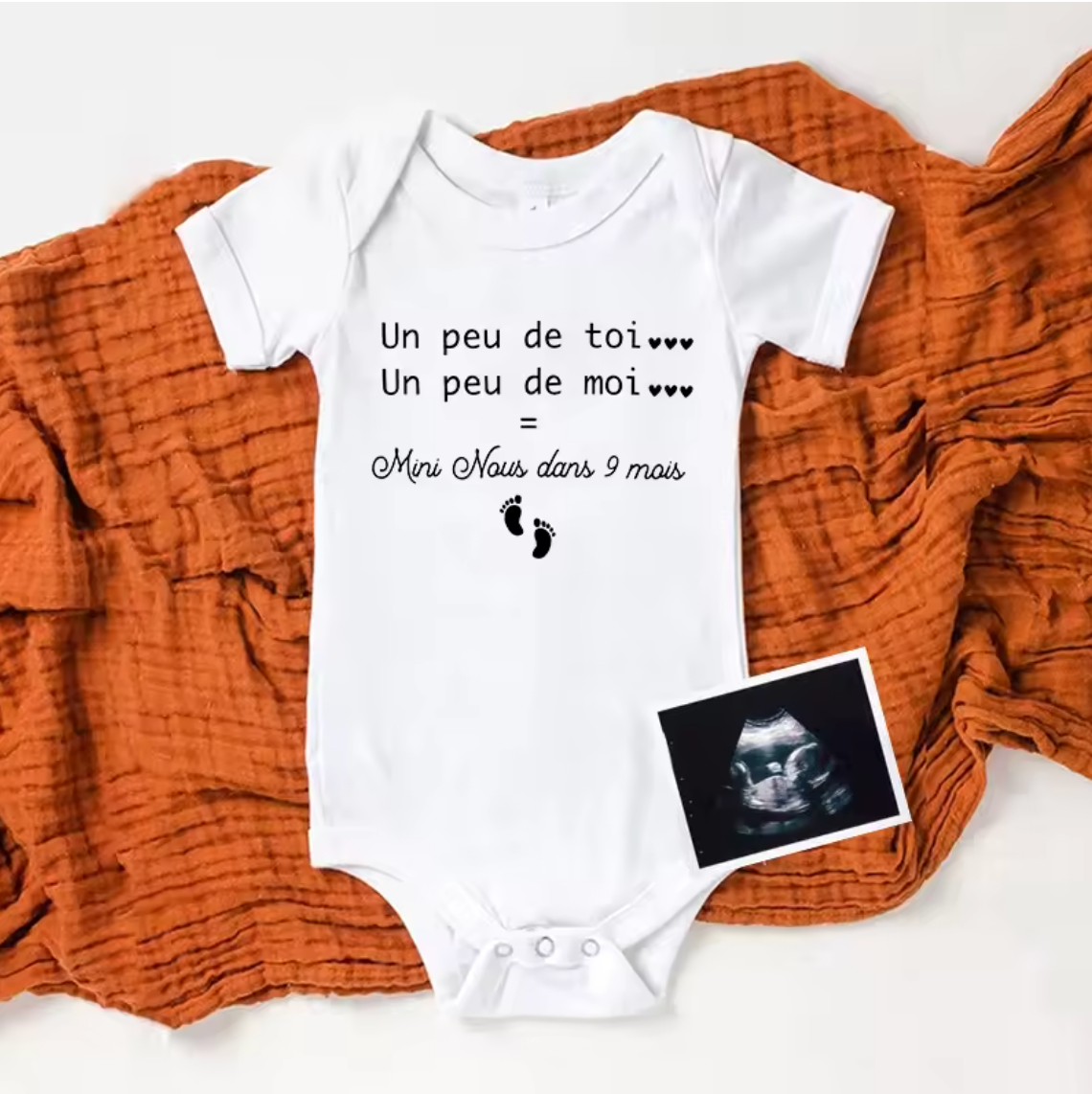MINI NOUS Body Blanc Annonce Grossesse 2025 - Petits Pieds Coton - MoonBabyStore
