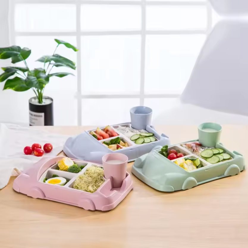 SET REPAS LUDIQUE ENFANT -  ASSIETTE + COUVERTS SANS BPA
