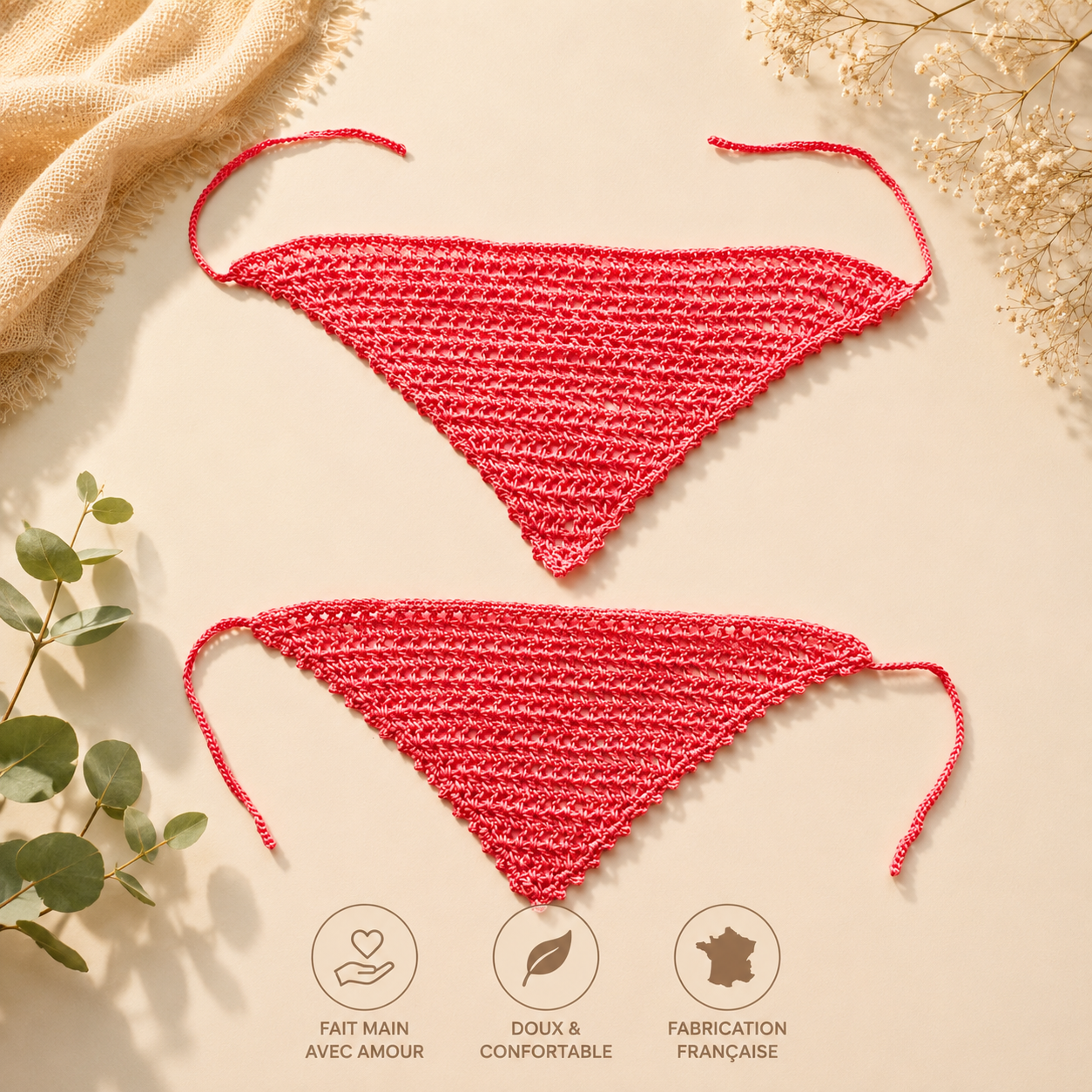 DUO BANDANAS CROCHET FAIT MAIN : ENFANT/ADULTE