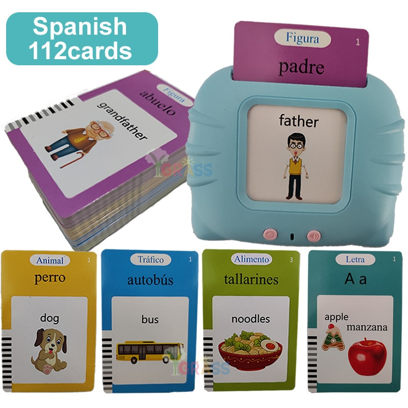 Kongque Cartes Flash parlantes - Jouets sensoriels Apprentissage Montessori  Orthophonie Éducative,Montessori Toys Letters Machine Jeu d'orthographe