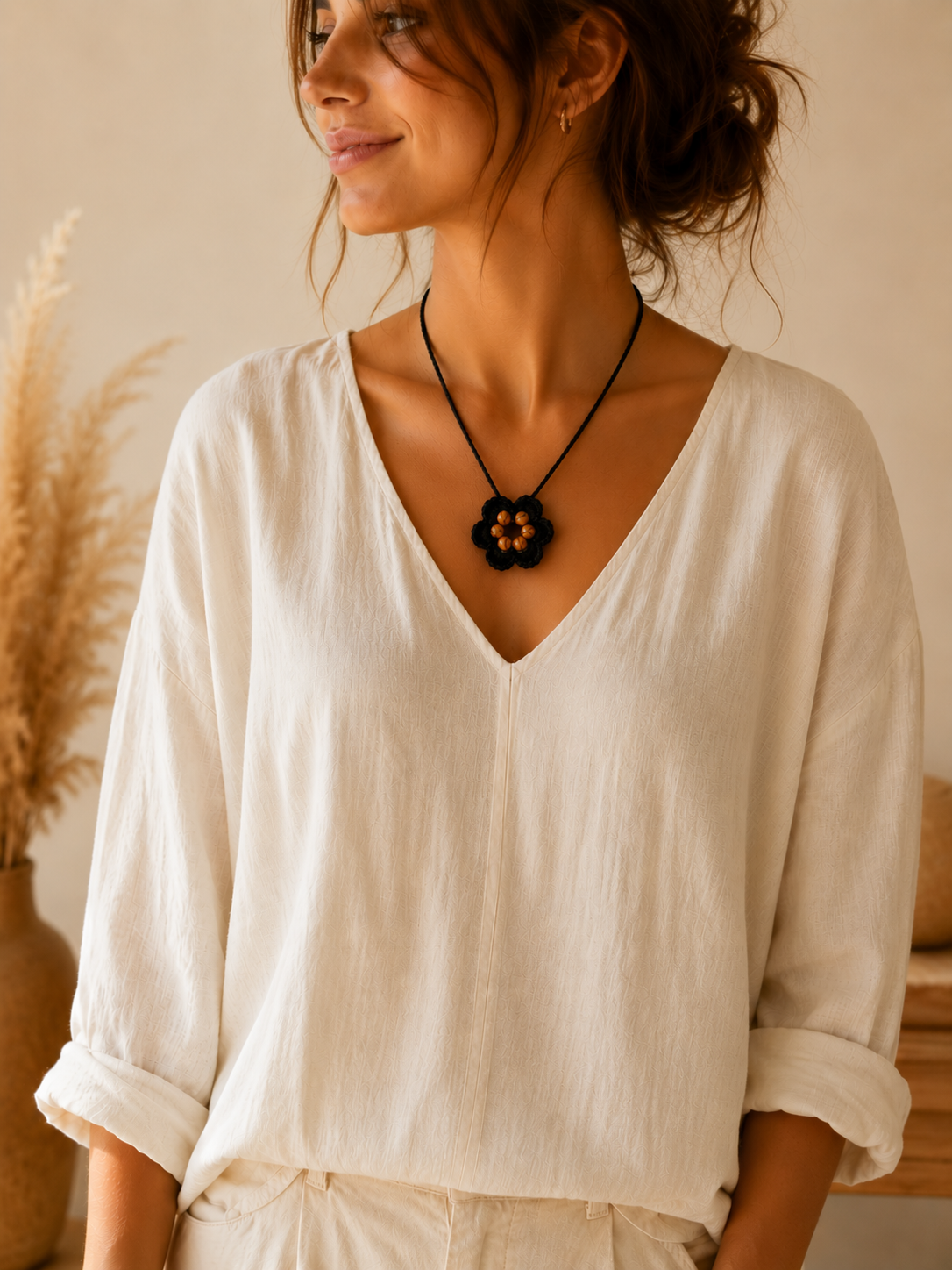 COLLIER SAUTOIR PERLE FAIT MAIN AU CROCHET