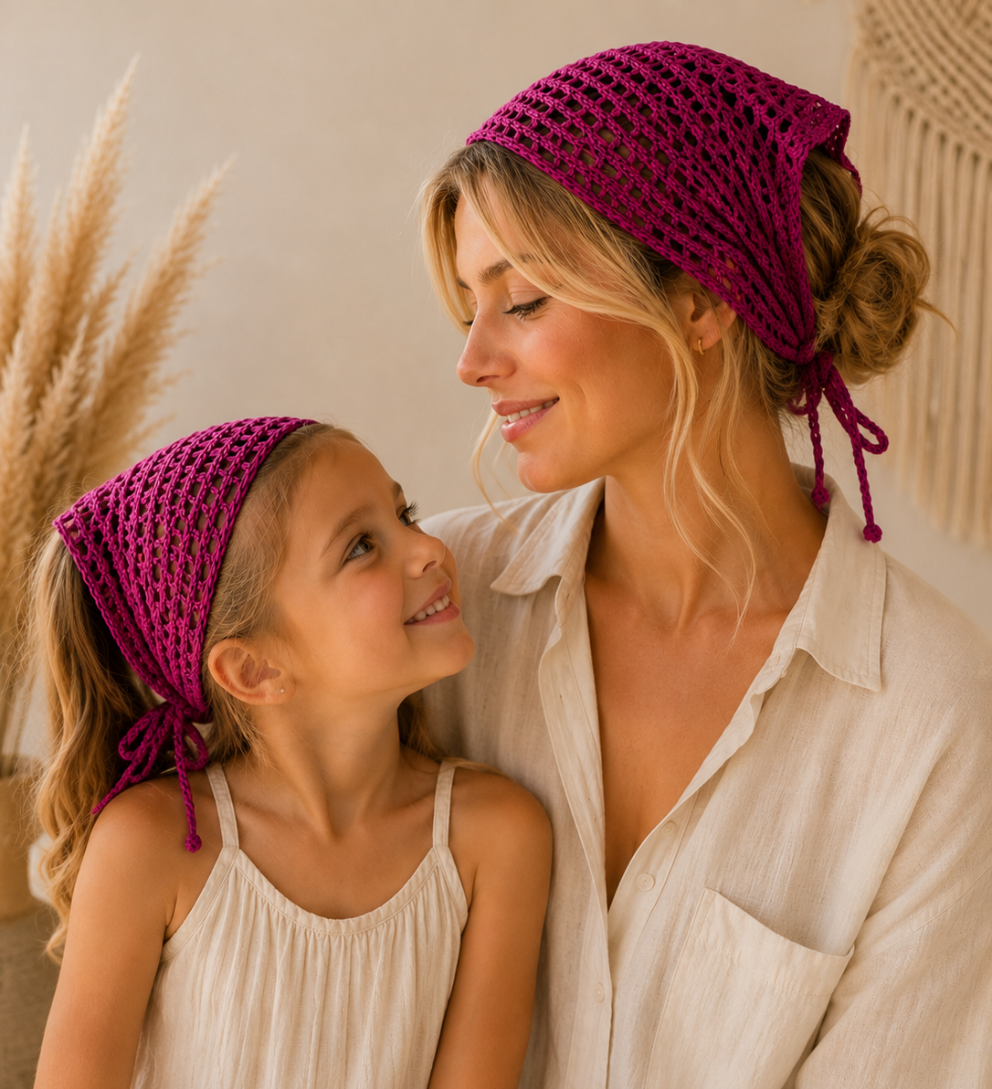 DUO BANDANAS CROCHET FAIT MAIN : ENFANT/ADULTE