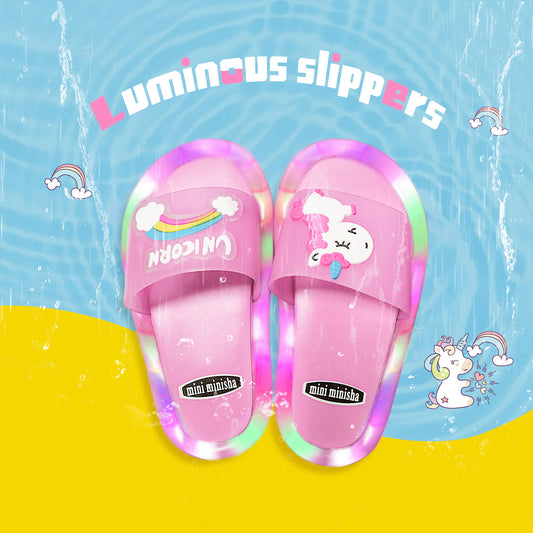 CHILDREN’S LIGHT-UP UNICORN FLIP-FLOP SANDALS 