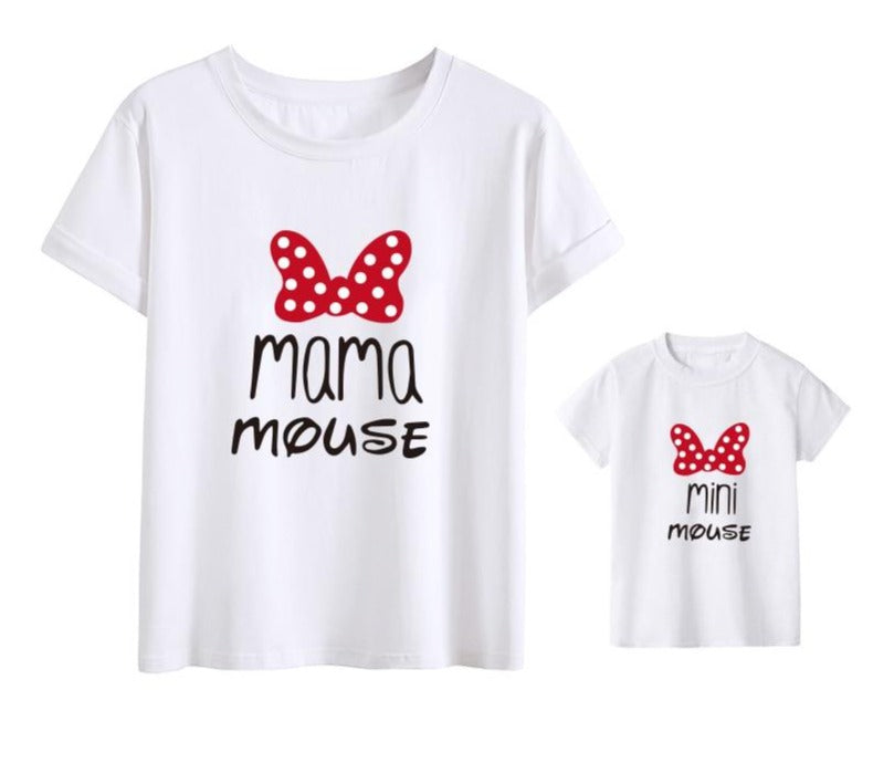 DUO COTTON TSHIRT MAMA MOUSE MINI MOUSE