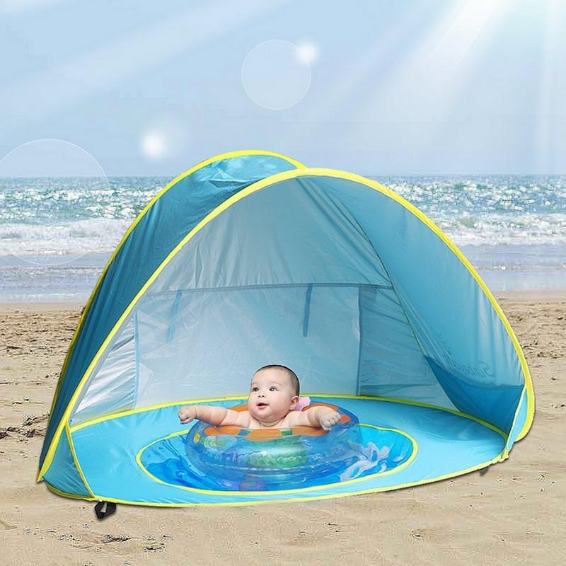 Dechoga Bébé Tente De Plage, Tente Anti-UV Haute Protection Solaire FPS  50+, Pliante Portable Moustiquaire Anti-UV Lit De Voyage Piscine