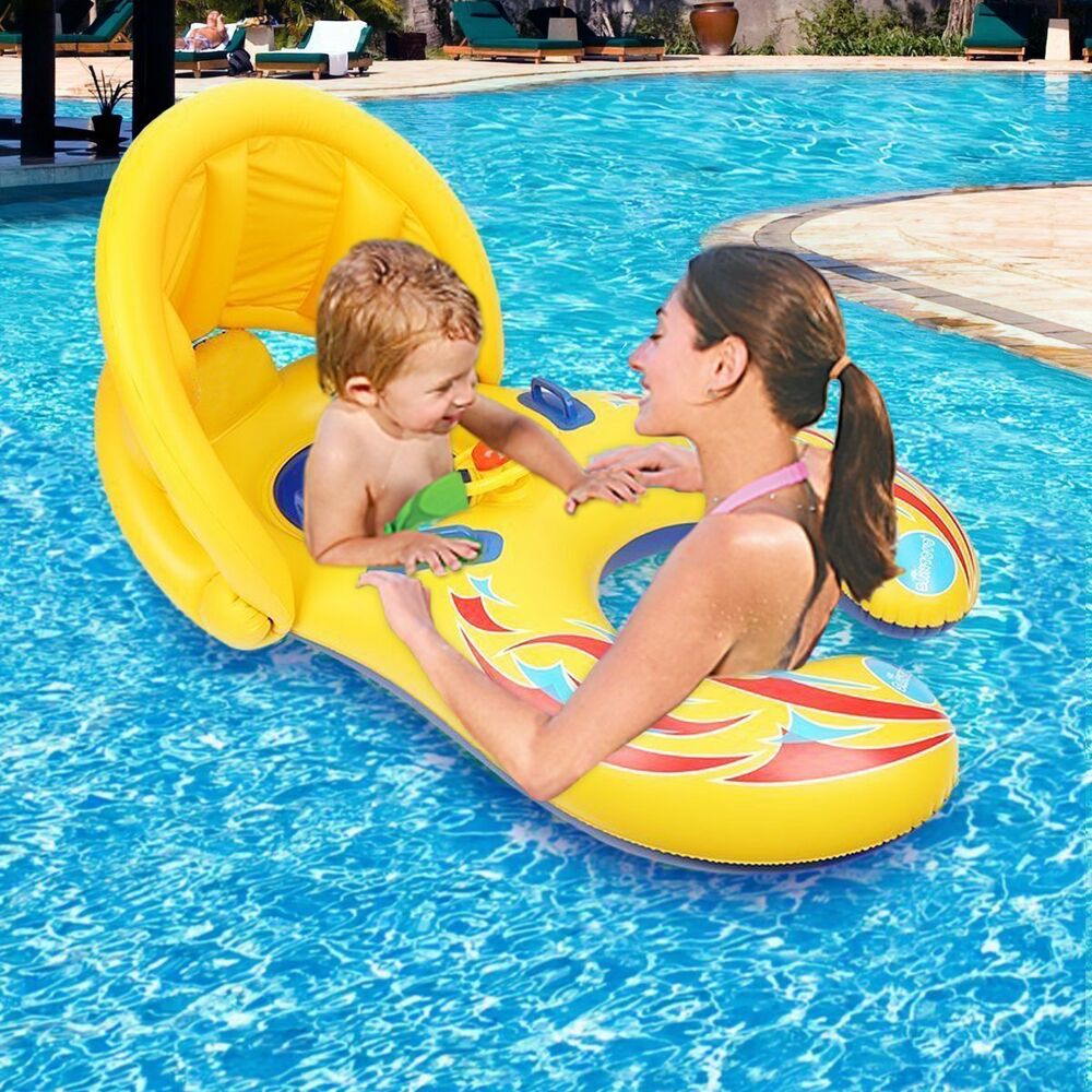 Bouée avec ombrelle anti UV pour piscine